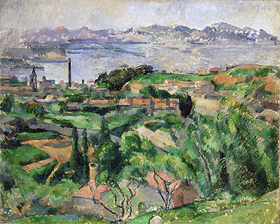 View of the Bay of Marseille with the Village of Saint-Henri, c.1883 | Cezanne | Painting Reproduction