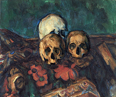 Three Skulls on an Oriental Rug, 1904 | Cezanne | Gemälde Reproduktion