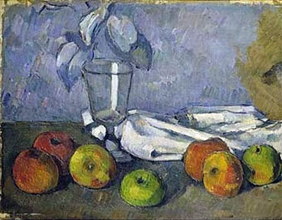 Still Life with Glass and Apples, c.1879/82 by Cezanne | Painting Reproduction