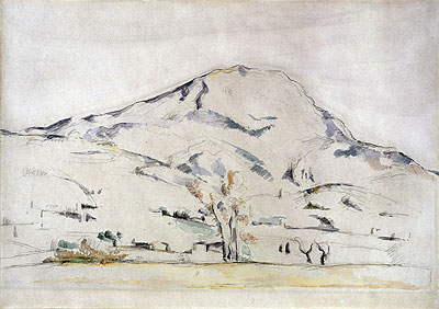 View of Mont Sainte Victoire - Study of a Tree, c.1885/87 | Cezanne | Painting Reproduction