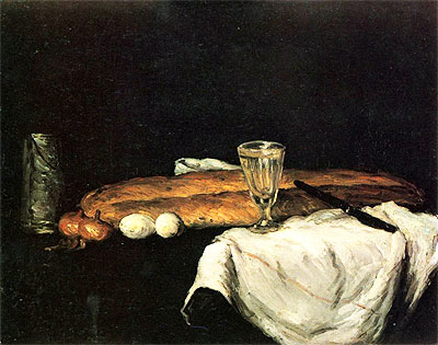 Still Life with Bread abd Eggs, 1865 | Cezanne | Gemälde Reproduktion