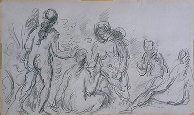 Five Female Bathers, c.1885/90 | Cezanne | Painting Reproduction
