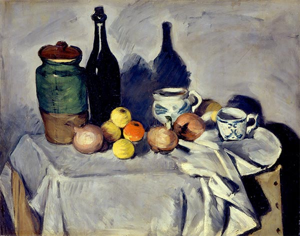 Stilleben (Früchte und Geschirr), c.1869/71 | Cezanne | Gemälde Reproduktion