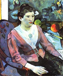 Portrait of a Woman with Cezanne Still Life, 1890 by Gauguin | Painting Reproduction