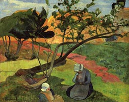 Little Girls (Landscape with Two Breton Girls), 1889 by Gauguin | Painting Reproduction