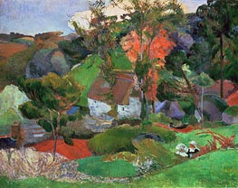 Landscape at Pont Aven, 1888 by Gauguin | Painting Reproduction