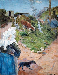 Women of Brittany and Calf, 1888 von Gauguin | Gemälde-Reproduktion