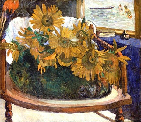 Still Life with Sunflowers on an Armchair, 1901 by Gauguin | Painting Reproduction