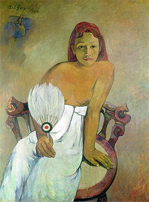 Girl with a Fan, 1902 | Gauguin | Gemälde Reproduktion
