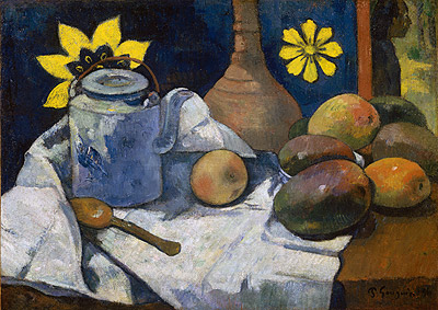 Still Life with Teapot and Fruit, 1896 | Gauguin | Gemälde Reproduktion