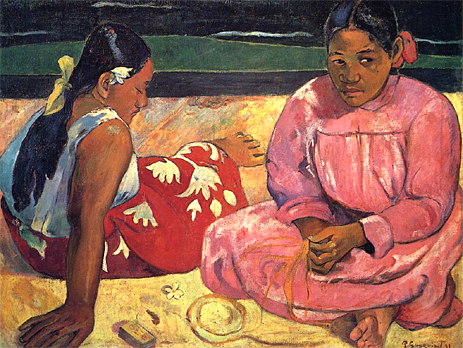 Zwei Frauen am Strand | Gauguin | Gemälde Reproduktion