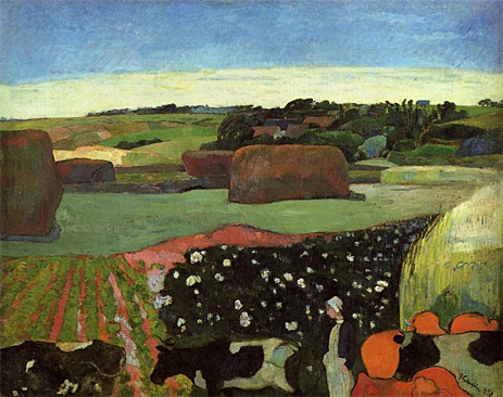Heuhaufen in der Bretagne (Das Kartoffelfeld) | Gauguin | Gemälde Reproduktion
