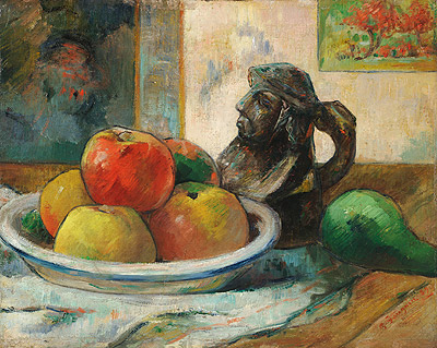 Still Life with Apples, Pear and Ceramic Jug, 1889 | Gauguin | Painting Reproduction