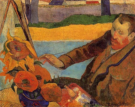Portrait of Vincent van Gogh Painting Sunflowers, 1888 | Gauguin | Painting Reproduction