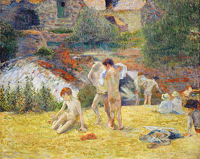 Boys from Britanny Bathing (Bath next to the mill in the Bois d'Amour), 1886 | Gauguin | Painting Reproduction