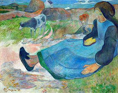 The Cowherd (Young Woman from Brittany), 1889 | Gauguin | Painting Reproduction