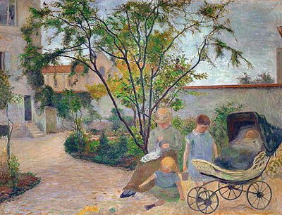 Garden in Vaugirard (The Artist's Family in the Garden in rue Carcel, Paris), 1881 | Gauguin | Painting Reproduction