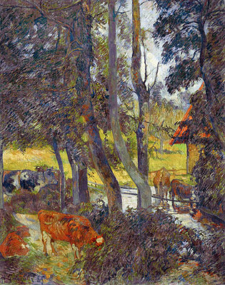 Landscape in Normandy with Pond, 1885 | Gauguin | Painting Reproduction