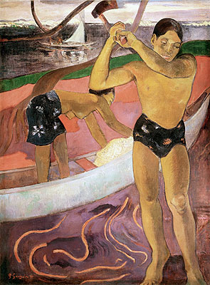 The Man with an Axe, 1891 | Gauguin | Gemälde Reproduktion