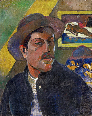 Self Portrait with Hat In the Background Manao Tupapau, c.1893/94 | Gauguin | Gemälde Reproduktion