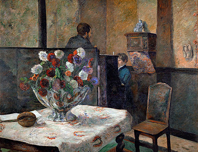 Still Life with Flowers (Interior of the Artist's Apartment on Rue Carcel, Paris), undated | Gauguin | Gemälde Reproduktion