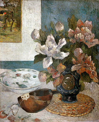Still life with Peonies and Mandolin, 1885 | Gauguin | Painting Reproduction