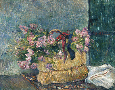 Still Life with Moss Roses in a Basket | Gauguin | Painting Reproduction