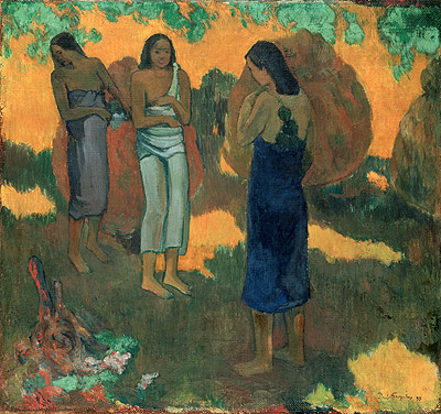 Three Tahitian Women Against a Yellow Background, 1899 | Gauguin | Painting Reproduction