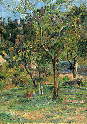 An Orchard under the Church of Bihorel, 1884 | Gauguin | Painting Reproduction