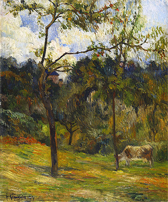 Normandy Landscape: Cow in a Meadow | Gauguin | Painting Reproduction