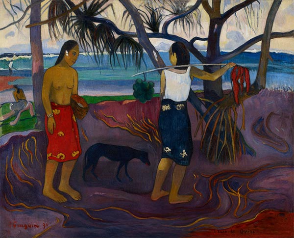 I Raro Te Oviri (Under the Pandanus), 1891 | Gauguin | Gemälde Reproduktion