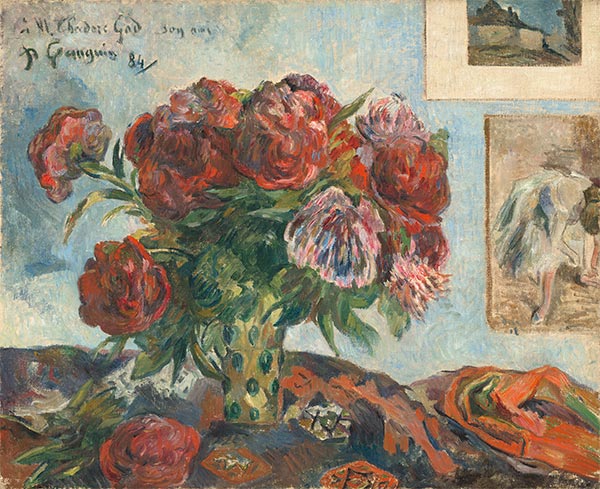 Still Life with Peonies, 1884 | Gauguin | Painting Reproduction