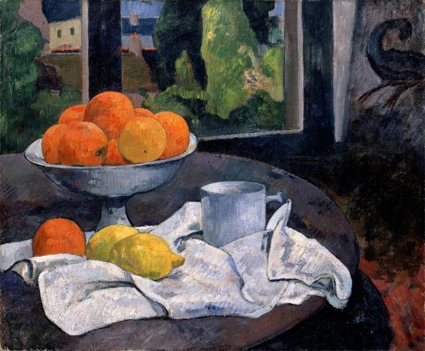 Still Life with Bowl of Fruit and Lemons, c.1889/90 | Gauguin | Painting Reproduction