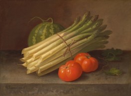 Asparagus, Tomatoes, and a Squash, 1865 by Paul Lacroix | Painting Reproduction