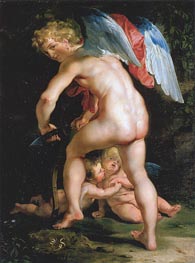 Amor schnitzt den Bogen, 1614 von Rubens | Gemälde-Reproduktion