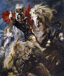 The Combat Between Saint George and the Dragon, c.1606/07 von Rubens | Gemälde-Reproduktion