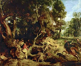 Wild Boar Hunt, c.1615/20 by Rubens | Painting Reproduction