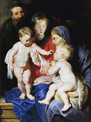 The Holy Family with Elizabeth & John the Baptist, c.1614/15 by Rubens | Painting Reproduction