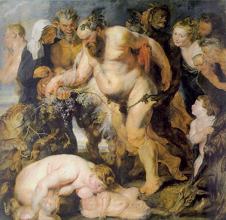 Drunken Bacchus and Satyrs (Silenus), c.1617/18 | Rubens | Gemälde Reproduktion