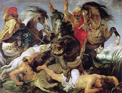 Nilpferd- und Krokodiljagd | Rubens | Gemälde Reproduktion
