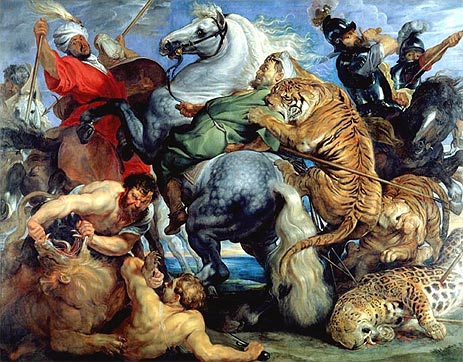 Tiger, Löwen und Leoparden Jagd, 1616 | Rubens | Gemälde Reproduktion