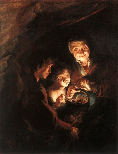 Alte Frau mit einem Korb voller Kohle | Rubens | Gemälde Reproduktion