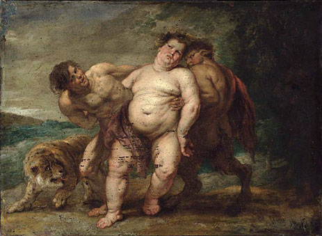 Drunken Bacchus with Faun and Satyr, undated | Rubens | Gemälde Reproduktion