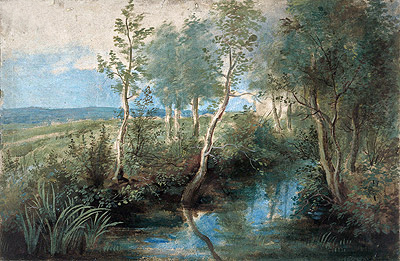 Landscape with Stream Overhung with Trees, c.1637/40 | Rubens | Gemälde Reproduktion