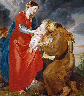 The Virgin Presents the Infant Jesus to Saint Francis, 1618 by Rubens | Painting Reproduction