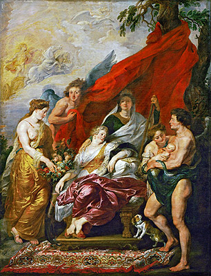 Die Geburt Ludwigs XIII. in Fontainebleau, 27. September 1601 (Der Medici-Zyklus) | Rubens | Gemälde Reproduktion