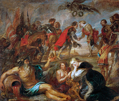 Begegnung König Ferdinands von Ungarn mit dem Kardinalinfanten Ferdinand vor der Schlacht bei Nördlingen, c.1634/35 | Rubens | Gemälde Reproduktion
