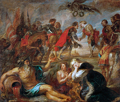 König Ferdinand von Ungarn trifft Kardinalinfant Ferdinand, Statthalter der spanischen Niederlande vor der Schlacht bei Nördlingen | Rubens | Gemälde Reproduktion