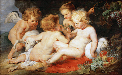 Das Jesuskind mit Johannes dem Täufer und zwei Engeln | Rubens | Gemälde Reproduktion