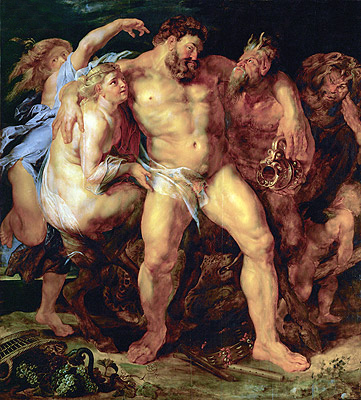 Betrunkener Herkules mit Nymphe und Satyr, c.1612/14 von Rubens | Gemälde-Reproduktion